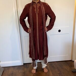 Ethnic Indian Wear Maroon Kurta with Embroidered Detailing